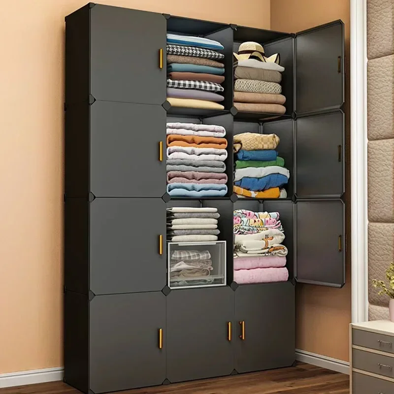 

Storage Cupboard Wardrobe Plastic Placard Clothes Display Simple Shelf Jewelry Fabric Closet Cube Vestidores Trendy Furniture