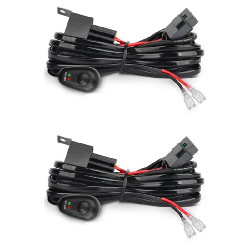 2X Wiring Harness Kit For 1 Light Fuse On-Off Switch 12V 40A Relay 180 W/ 300W For 4-52 Inch Led Work Light Bar