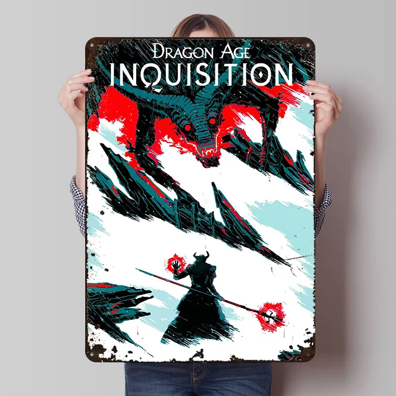 Affiche métallique Dragon Age Inquisition, art mural personnalisé, plaques métalliques rétro vintage pour la décoration du salon