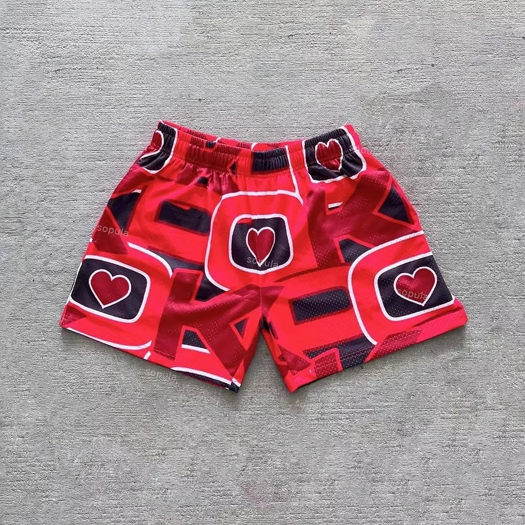 2026 Vintage Heart Love Graphic Casual Street Shorts Basketball Sport Gym Breathable Shorts Fitness Train Y2K
