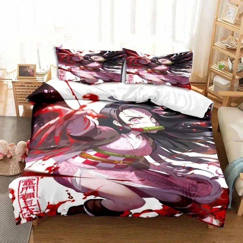 

Kamado Nezuko Anime Demon Slayer Bedding Set Single Twin Full Queen King Size Bed Set Aldult Kid Bedroom 3D Print