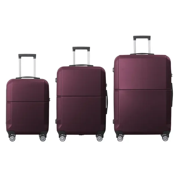 

PURPLE 3-Piece ABS Luggage Set (20', 24', 28') - Silent Spinner Wheels, TSA-Approved Lock, Multi-Position Handle