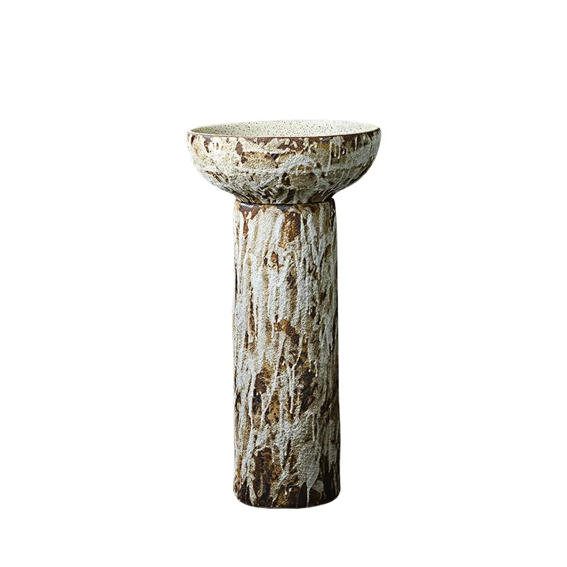 

*Ceramic column type outdoor courtyard floor-to-ceiling washbasin retro column basin outdoor washbasin