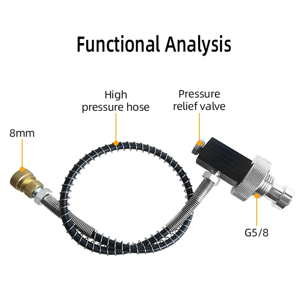 TUDIVING-4500Psi Diving Bottle Inflation Valve Adapter, Scuba Converter, 8mm Female Head Oxygen Cylinder Converter,G5/8 Thread