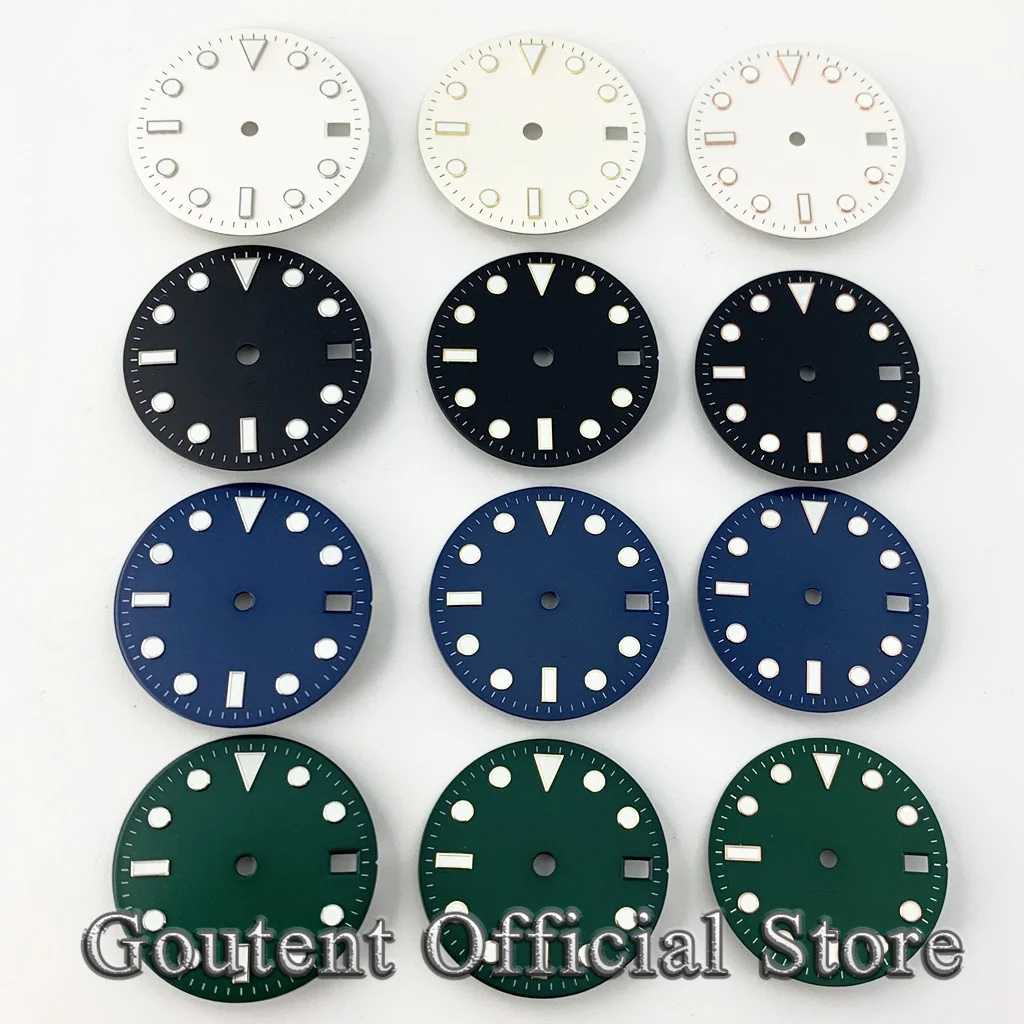 Goutent 28.5mm Sterile Luminous White Black Blue Green Watch Dial For NH35/NH35A Movement Watch Accessories view 2