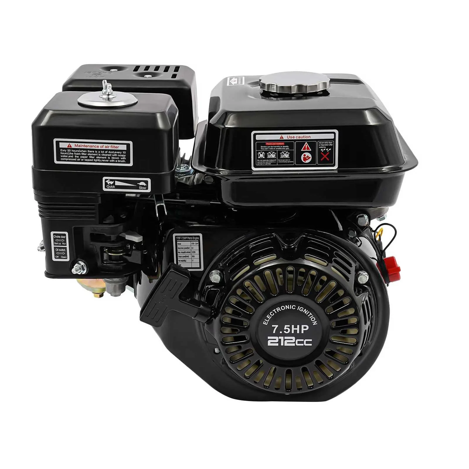 Moteur à essence OHV 4 temps 7,5hp, arbre de 20mm, 212cc, 3600 tr/min, démarrage par traction, moteur à essence refroidi par Air pour générateur, pompe à eau, Go-Kart