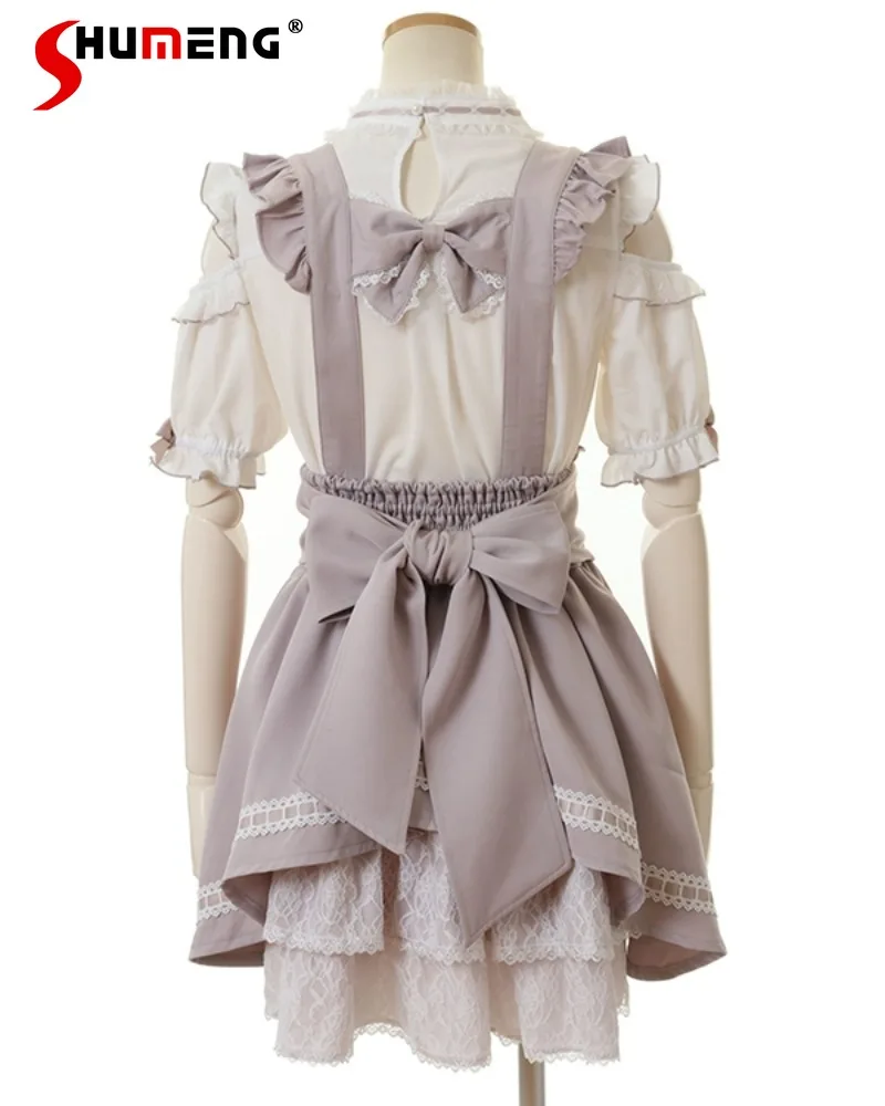 

Japanese Rojita Skirts Lace Sweet Cute Mine Series Mass-Produced Detachable Strap Multi-Layer Cover Nipped-Waist Suspender Skirt