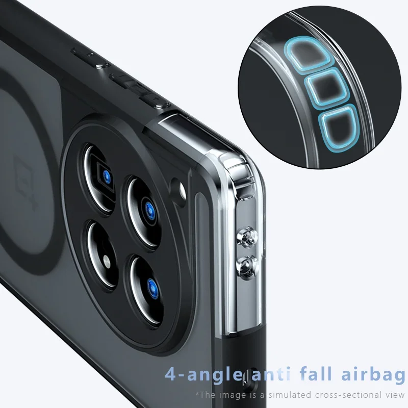 for Magsafe Shockproof Acrylic Phone Case for OnePlus 13 13R 12 12R Nord 4 ACE 3V 3Pro Hard Bumper Matte Magnetic Cover Shell