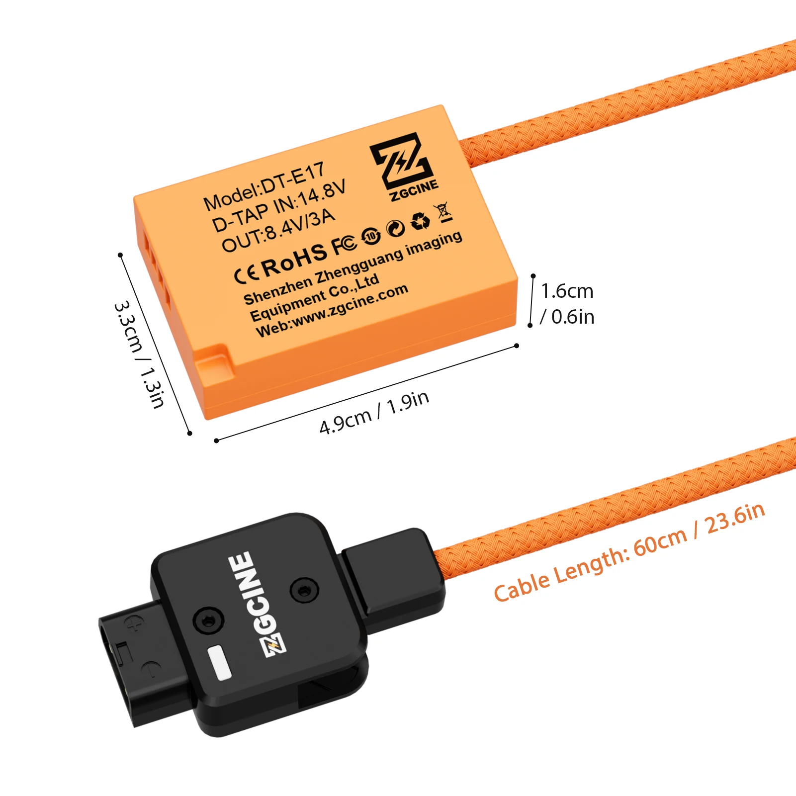 ZGCINE LP-E17 Dummy Battery with D-Tap Connector Power Cable D-Tap to LP-E17 Dummy Battery for Canon EOS RP R50 M3 T7i cameras