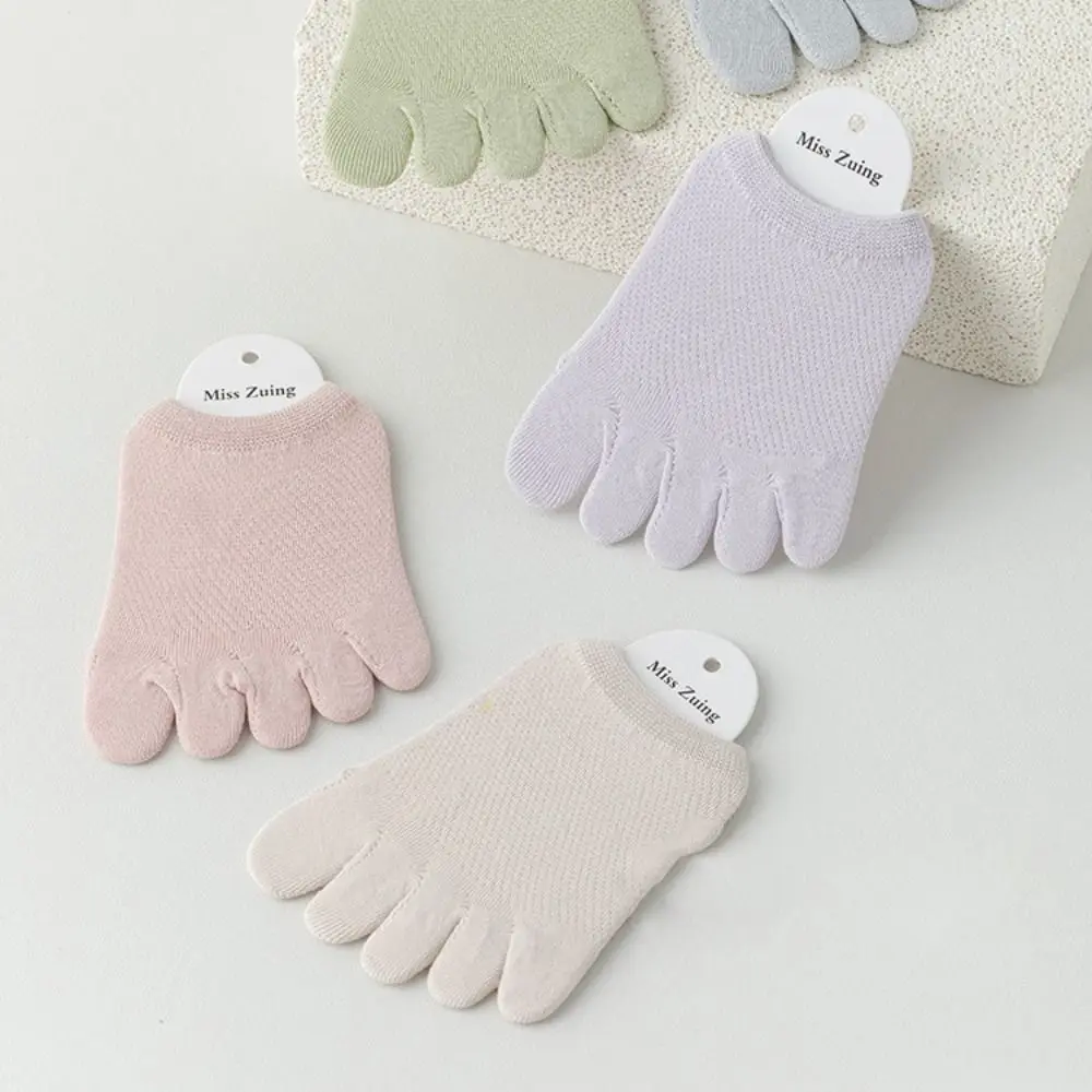 Summer Simple Half Palm Socks Elasticity Solid Color Cotton Five Finger Socks Mesh Half Insoles Foot Care Toe Separator Socks