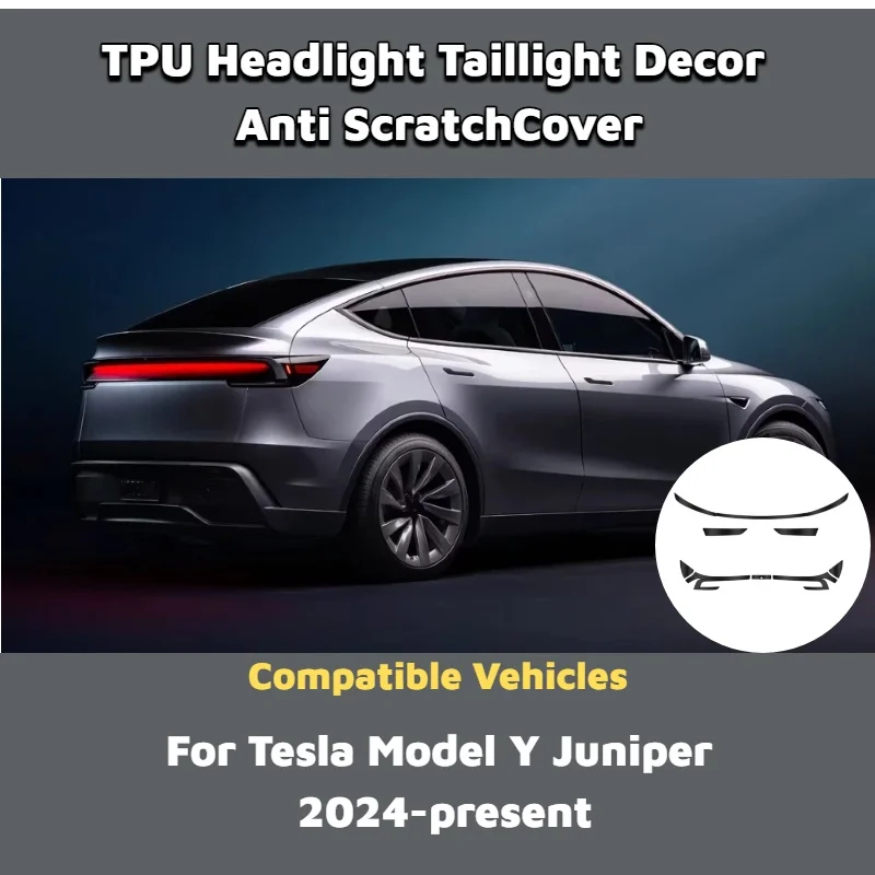 TPU Scheinwerfer- und Rücklichtschutzfolie für Tesla Model Y Juniper 2024+ Rauchschwarz Abdeckung Wrap Aufkleber Auto-Außenzubehör – Detail 1