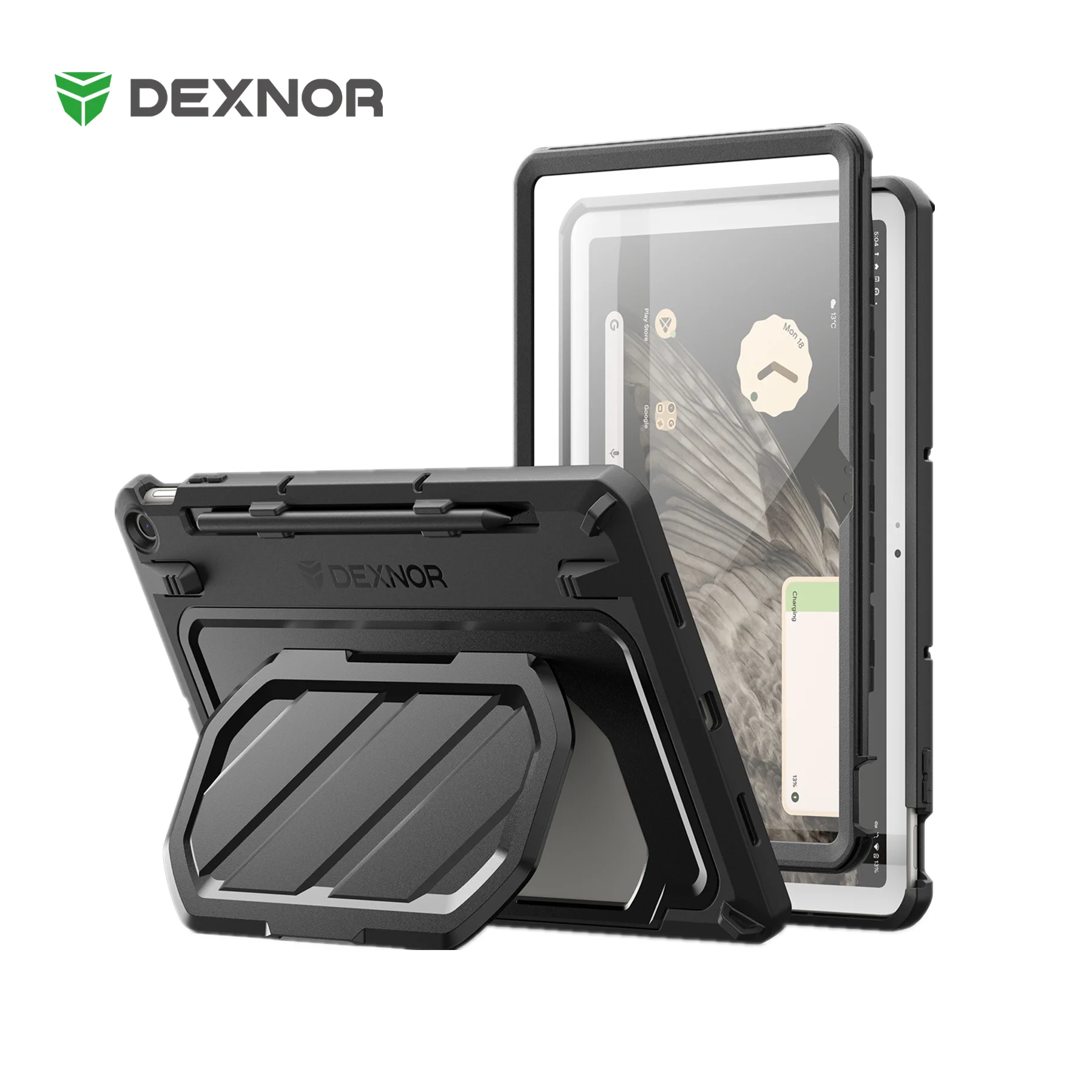 Dexnor Heavy Duty Shockproof Case for Google Pixel Tablet 11 Inch 2023With Built-in PET Screen Protector & Multi-Angle Kickstand