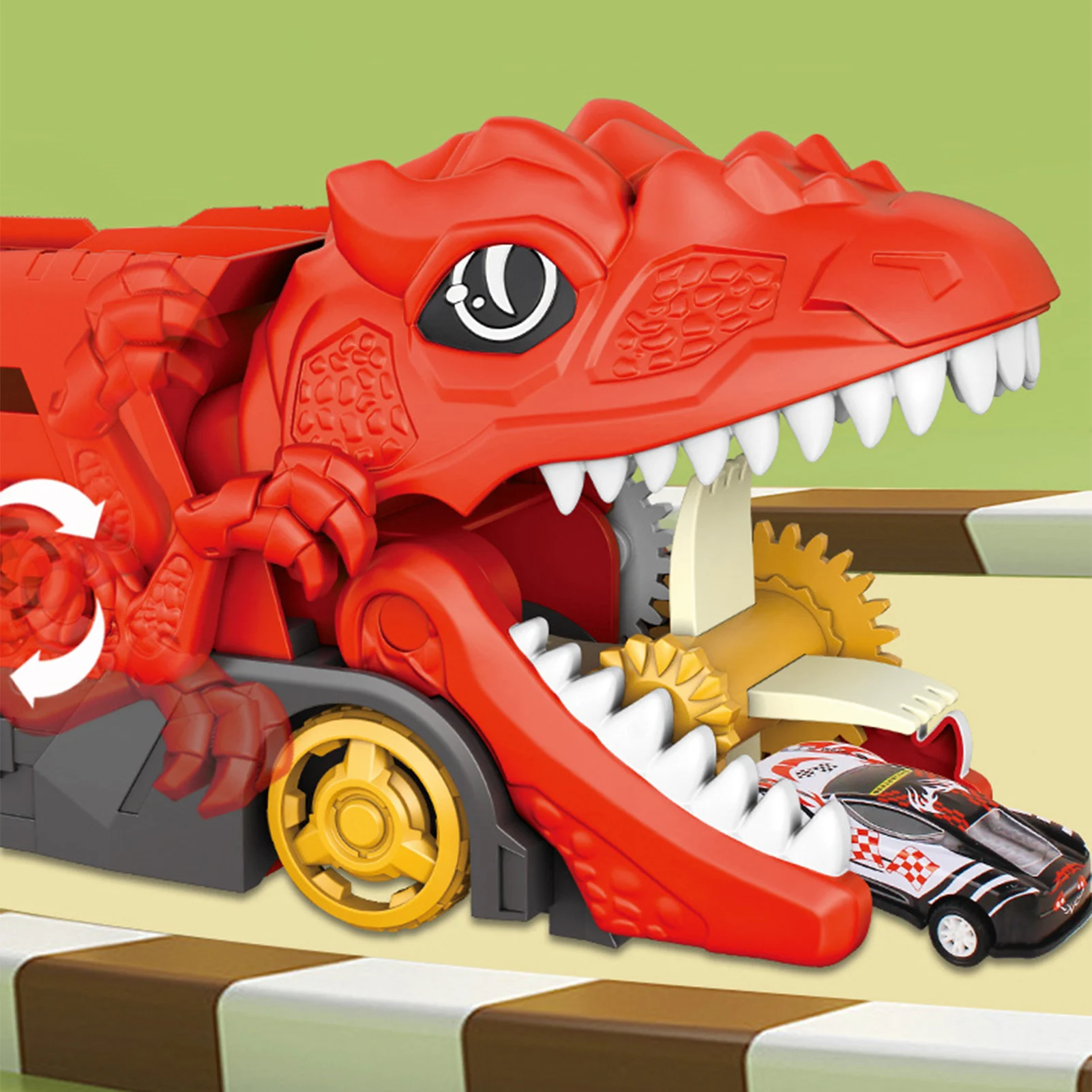 

Dinosaur Transforming Track Car Toy Cute Dinosaur Funny Toy with 6 Cars for Boys 3 4 5 6 7 8 Years Old