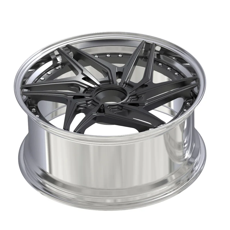 Factory Sale Beautiful 6 Holes 19*9.5 19*10.5 Inch Deep Dish Concave Alloy Forged Wheel Rims With Rivets Design