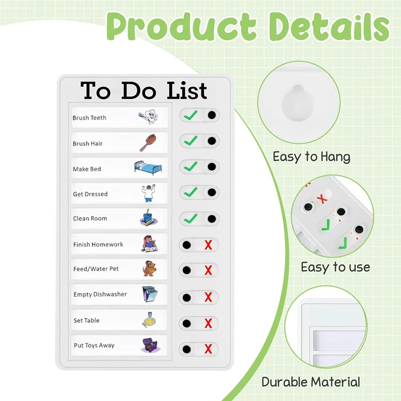 Practical-Chore Chart Set For Kids Daily List Board Family Daily Planner With Slider For Classroom,Home Travel