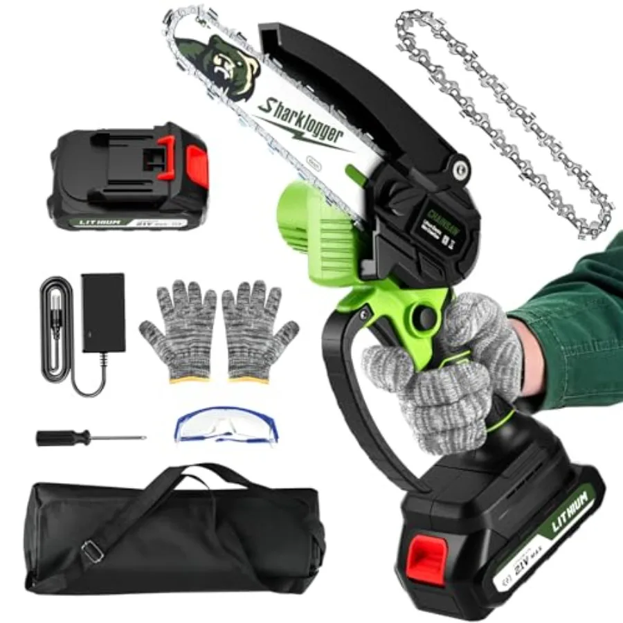 

Mini Chainsaw 6-inch Cordless Electric Small Chainsaws Portable Handheld Chain Saw for Tree Pruning Shears Garden Maintenance B