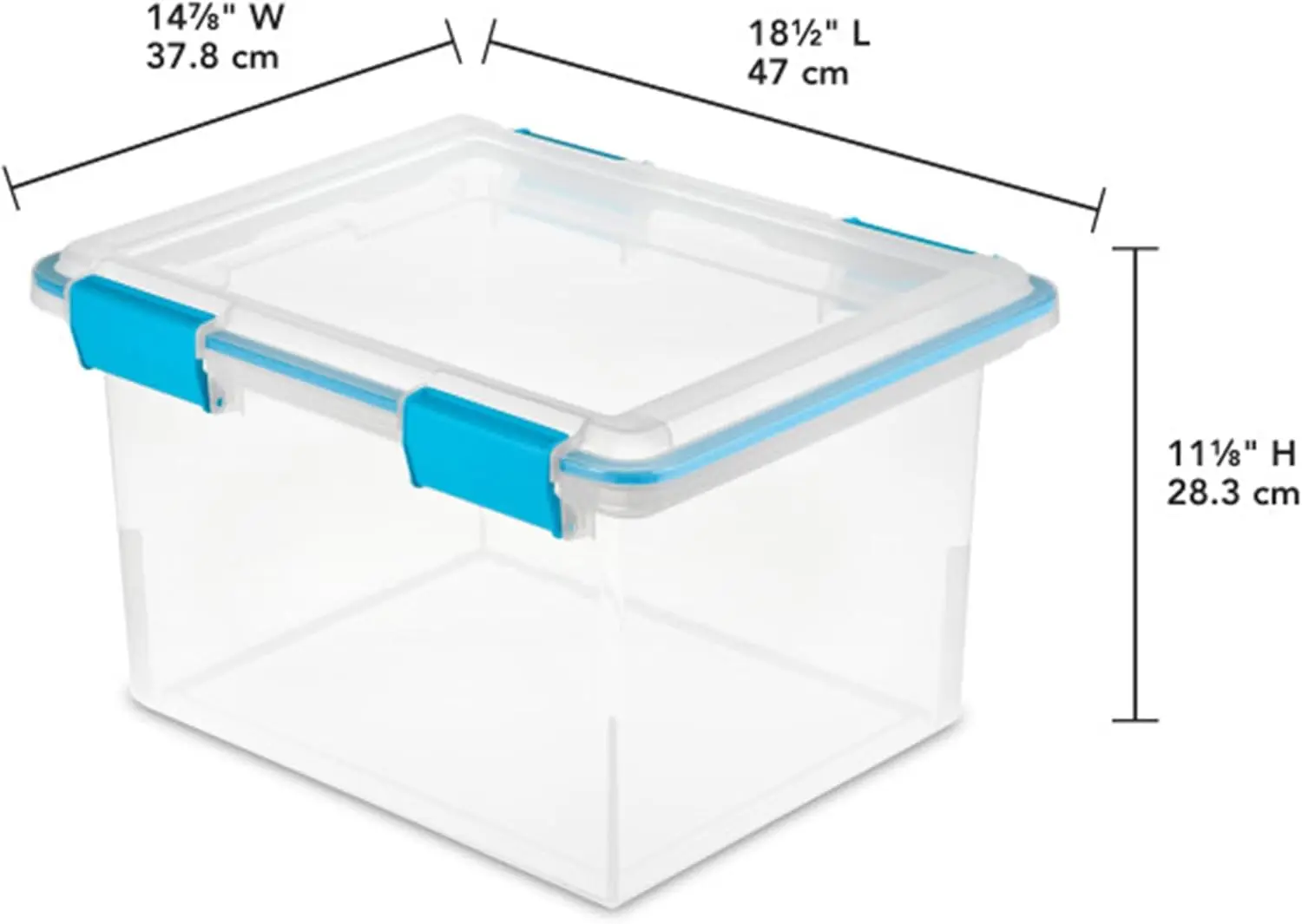 Gasket Box, Stackable Storage Bin with Latching Lid, 32 Quart, 12 Pack