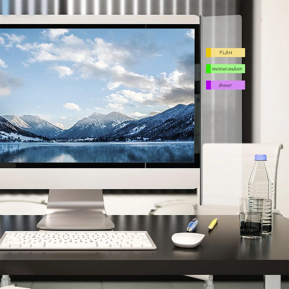 

3pcs Monitor Memo Board Computer Side Note Holder Clear Acrylic Reusable Adhesive Desk Organizer Document Holder