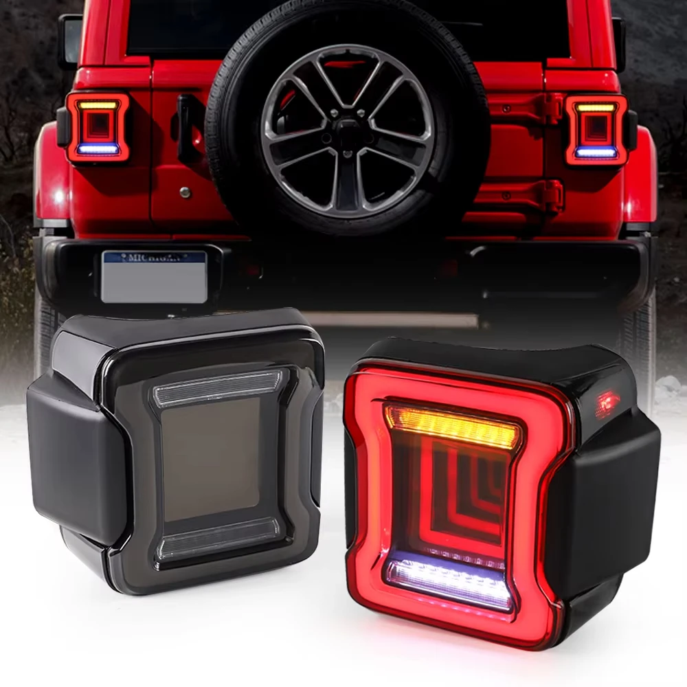 2pcs LED Rear Bumper Tail Light For Jeep Wrangler JL 2018-2022 Parking Lamp Back Up Reverse Brake Lights Turn Signal Lamp