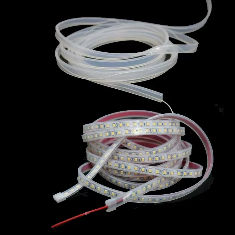 Impermeável tubo de silicone transparente, LED Light Strip, tubo de borracha flexível, End Caps, fivelas Clip, IP67, 8mm, 10mm, 12mm, DC12V, 24V