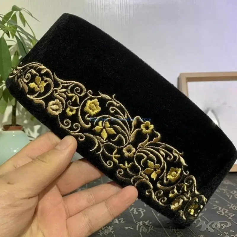 

97QE Adult Islamic Boat Hat Outdoor Muslims Handmade Embroidery Hat for Wedding Party