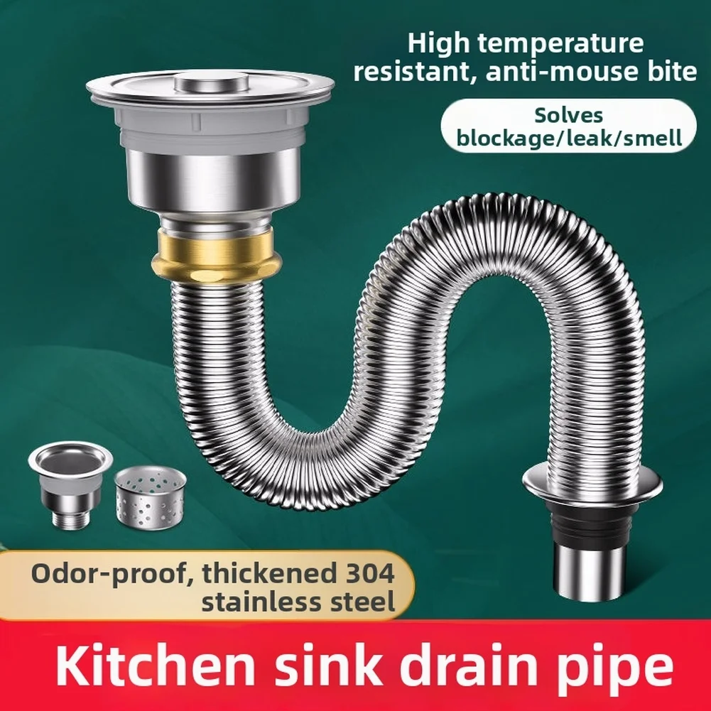 Stainless Steel Kitchen Sink Drain Pipe Anti Smell Waterproof 304 Upgrade 40cm Stainless Steel Washbasin Washbasin Sink