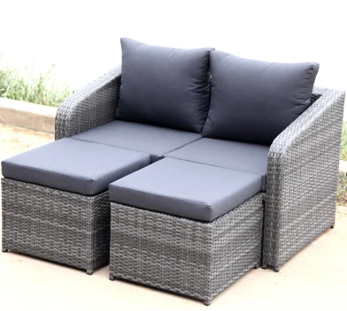 Outdoor double rattan chair sofa, coffee table, foot pedal swimming pool, hotel terrace, imitation rattan sofa furniture