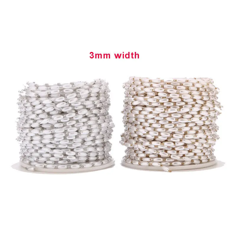 2meters Gold Stainless Steel Link Cylinder Artficial Pearl Chains For DIY Handmade Eyeglasses Chain Necklace Jewelry Making