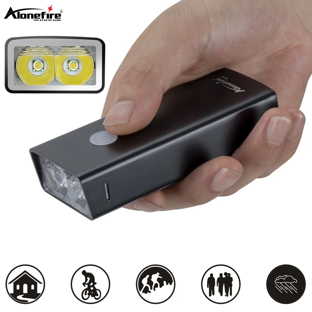Alonefire 2-in-1 T6 2-LED High power Flashlight Rechargeable Outdoor Hiking Fishing Camping Bike Torch Lamp Bicycle Head Light