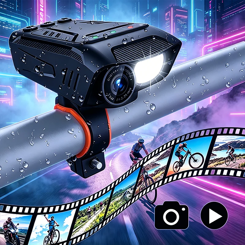 

Велосипедная камера 1080P 30FPS, камера для мотоцикла, водонепроницаемая, со светодиодным фонариком, встроенным гудком и аккумулятором для использования на улице