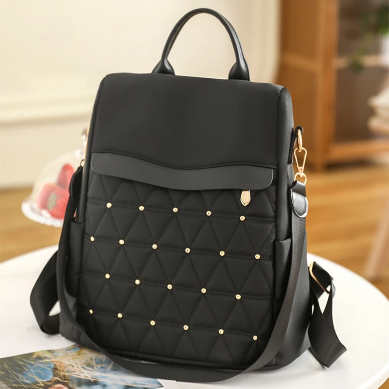 Women's Backpack Large Capacity Casual Travel Bagpack Simple Solid Color Shoulder Bag High Quality Oxford Racksack Mochilas