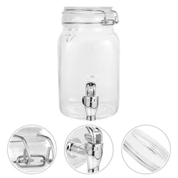 1pc Glass Juice Jar With Tap Leak Proof Beverage Dispenser Drink Container Barrel Storage Bottle Drinks Spigot Drinkware