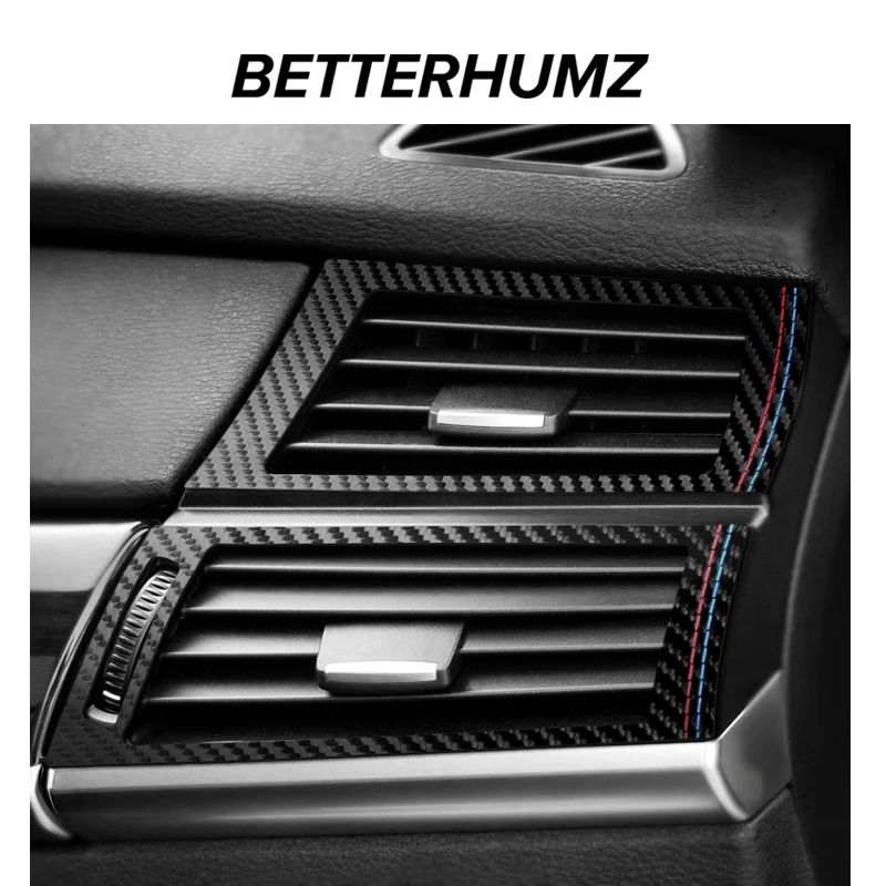 For BMW X5 E70 X6 E71 Made of Alcantara/Carbon Fiber Leather Dashboard Side Air Vent Outlet Trim Sticker Car Interior Accessory