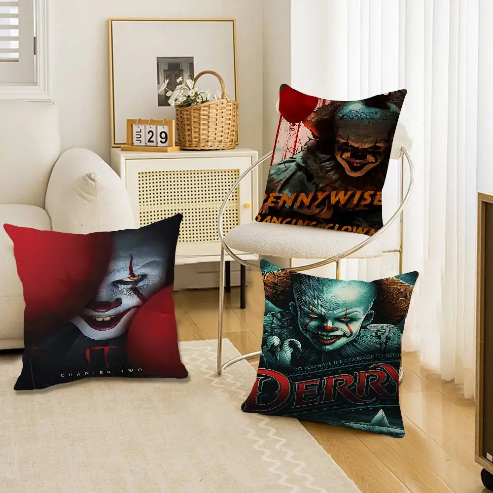 Movie I-It P-Pennywise Clown Vintage Personalized picture text home decorative pillows Household Gifts 45x45cm