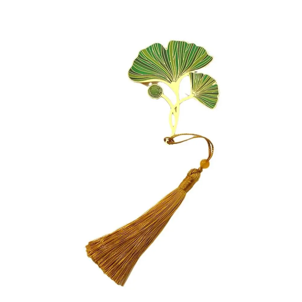 Lotus Leaf Lotus Leaf Vein Metal Bookmark Metal Flower Chinese Style Bookmark Green Brass Green Leaf Bookmark Stationery