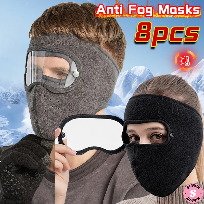 

8pcs Face Mask for Winter Cycling Windproof Warm Cold Resistant for Skiing Snowboarding Motorcycle Outdoor Sports Anti Fog Masks