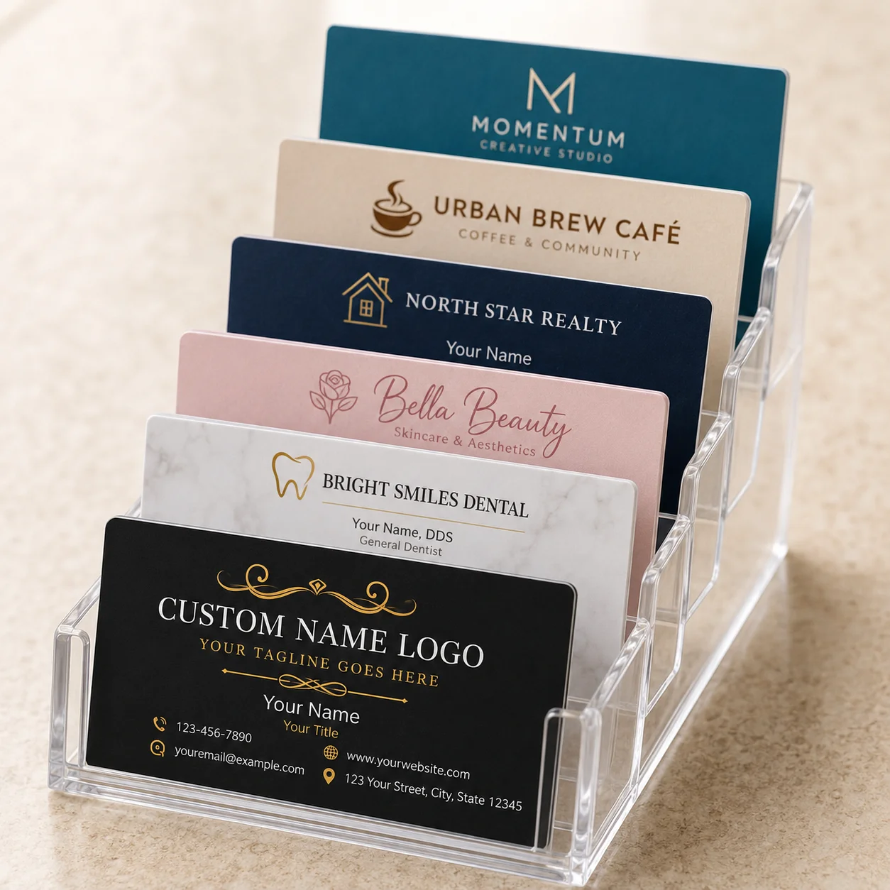 Right‑Angle Double Sided 300g Thick Paper Custom Business Cards Free Design Personalized Logo Text Office Contact Name Cards