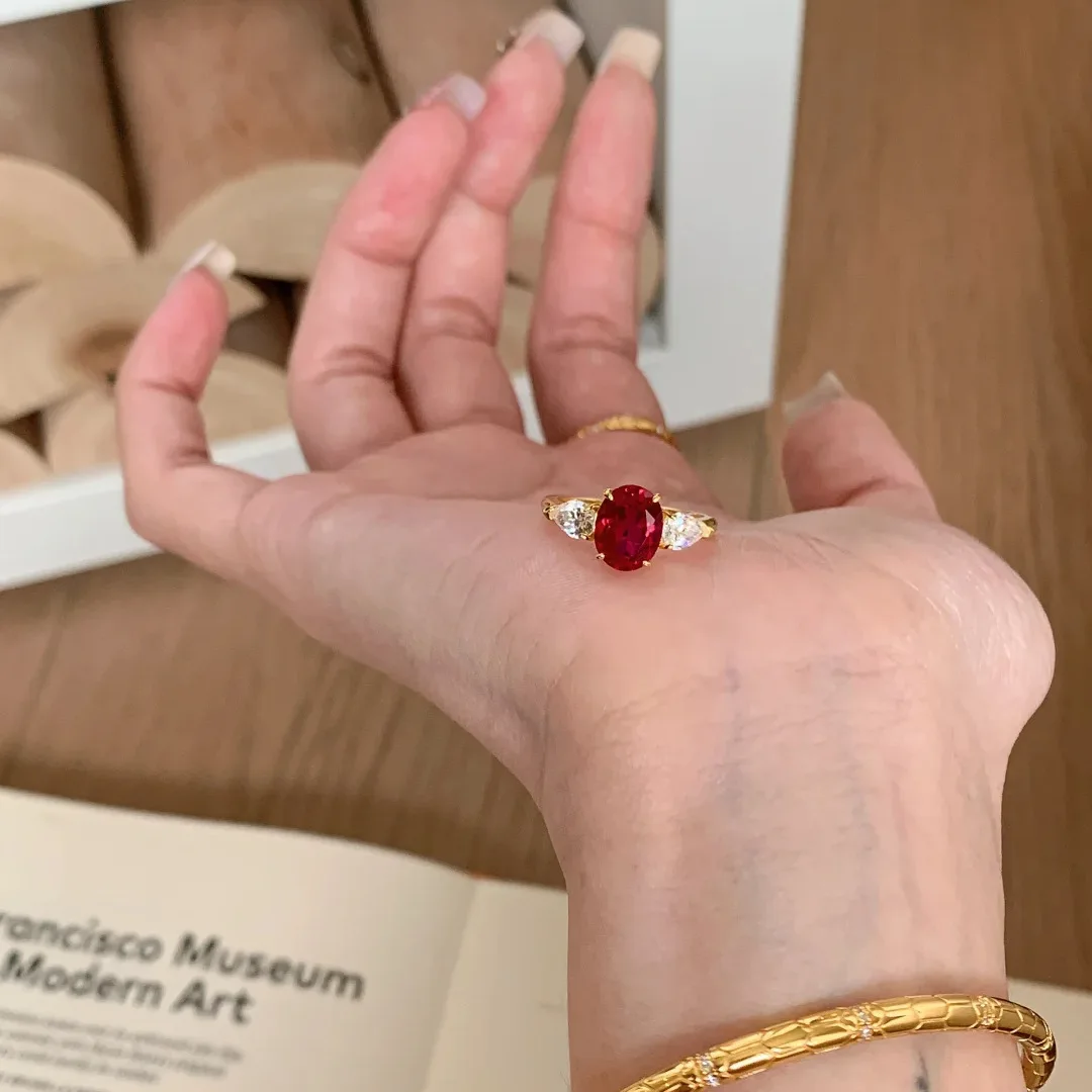 خاتم من الذهب الأبيض عيار 18 قيراط للنساء طبيعي 2 قيراط روبي مع مجوهرات الماس Anillos De Bizuteria Anillos Mujer صندوق خواتم الأحجار الكريمة