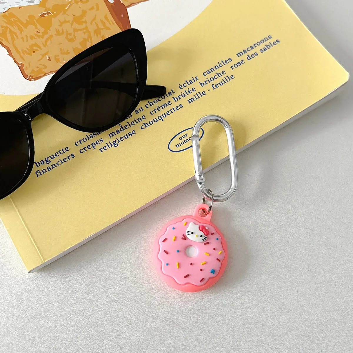 Hello Kitty Pink Doughnut For Apple Airtags Case,3D Cartoon Protective Silicone Anti-lost shell For AirTags Locator Tracker