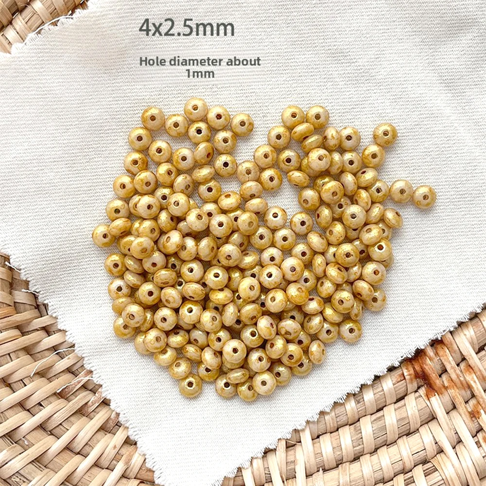 100 Pieces 4*2.5mm Retro Dyeing Glass Flat Rice Beads DIY Jewelry Making Necklace, Bracelet, Clothing Accessory Materials