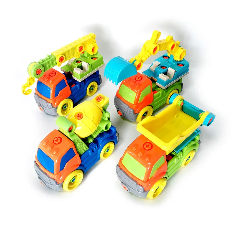 4 Styles Children's Disassembling Engineering Vehicle Truck Engineering Vehicle Excavator Free Screwdriver DIY Toddler Truck Toy