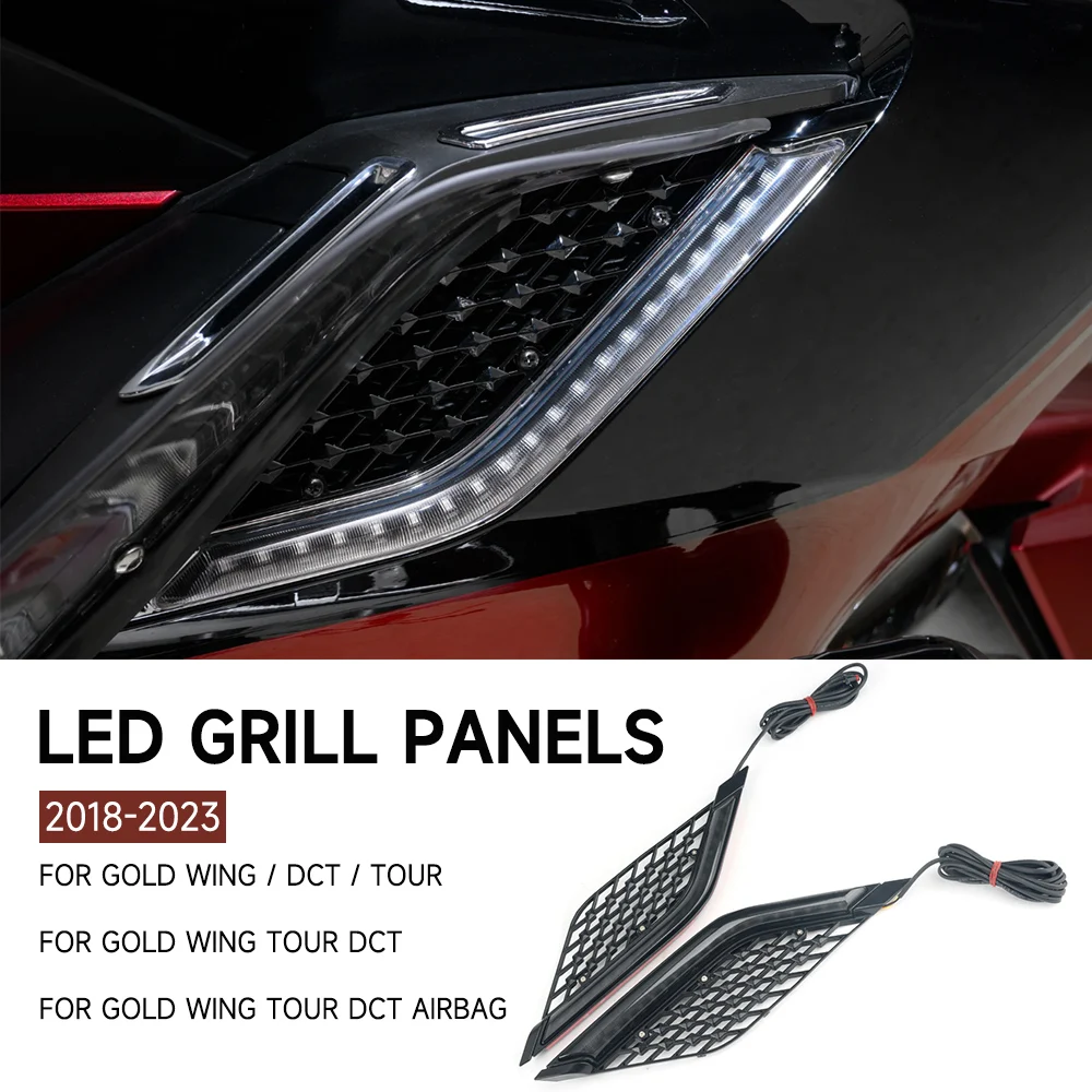 

Motorcycle LED Radiator Grill Panels Decorative Light Turn Signal Lamp For Honda Gold Wing 1800 GL1800 Tour DCT Airbag 2018-2023