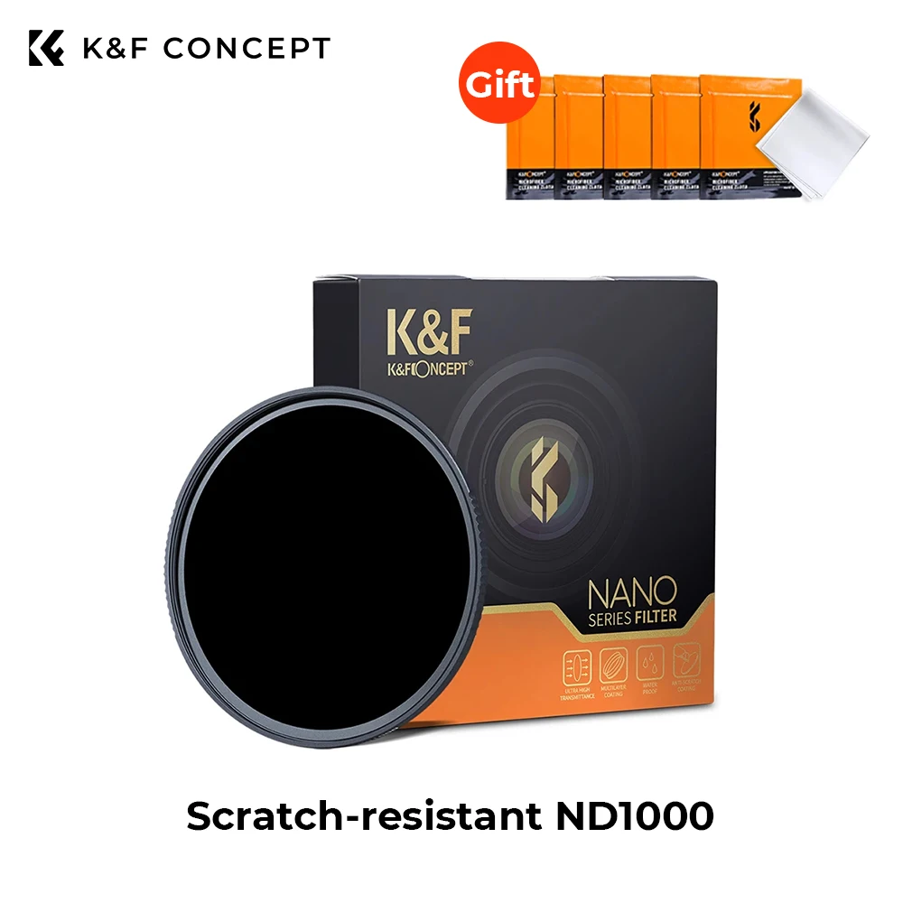 K&F Concept ND1000 10-Stop Fixed Neutral Density Lens Filter HD Scratch-resistant Optical Glass 112mm for Nikon Z 14-24mm f2.8S