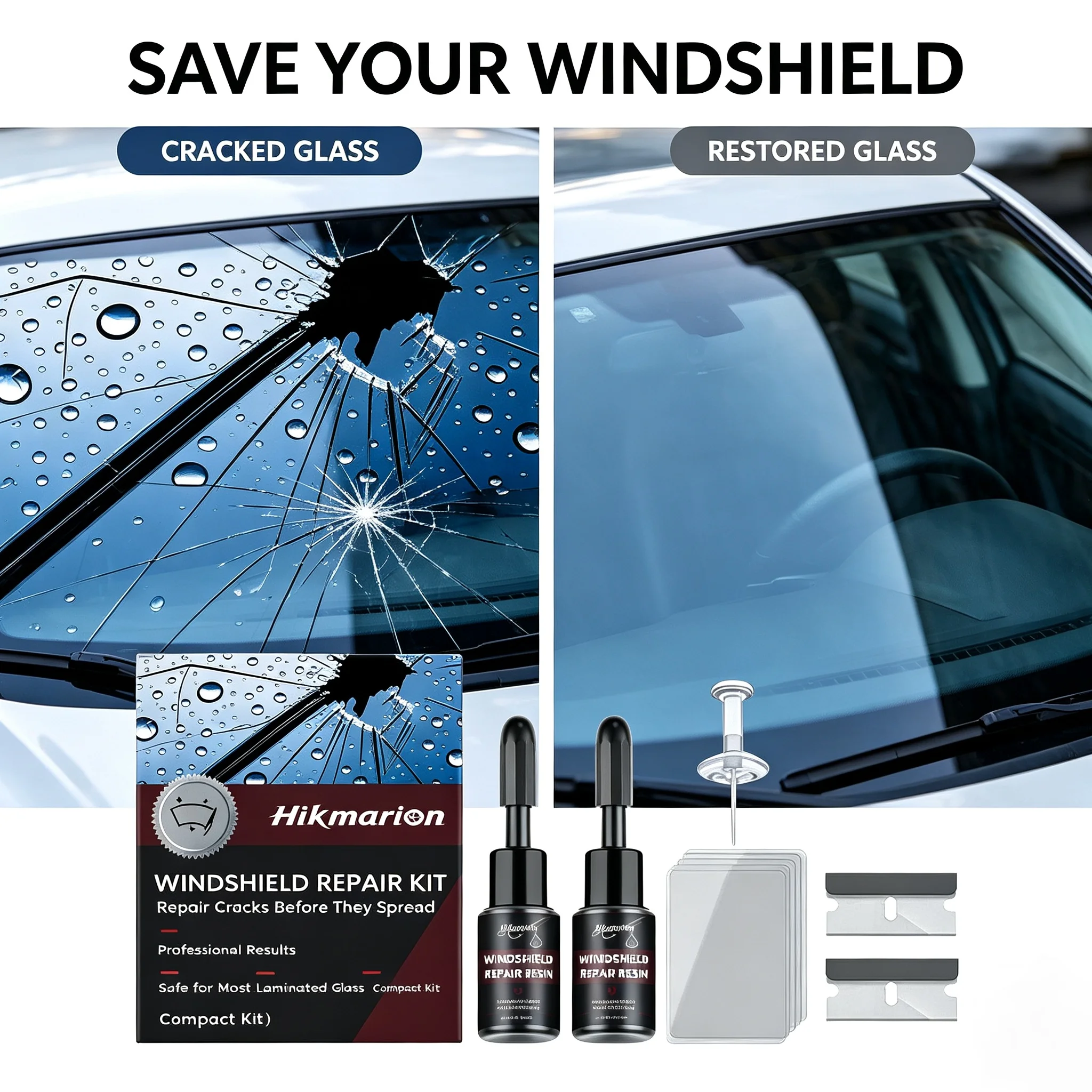 Car Windshield Cracks Repair Kit Auto Glass Nano Repair Fluid Set Glass Shatter Cracks Repair Glue Window Glass Cracks Remover