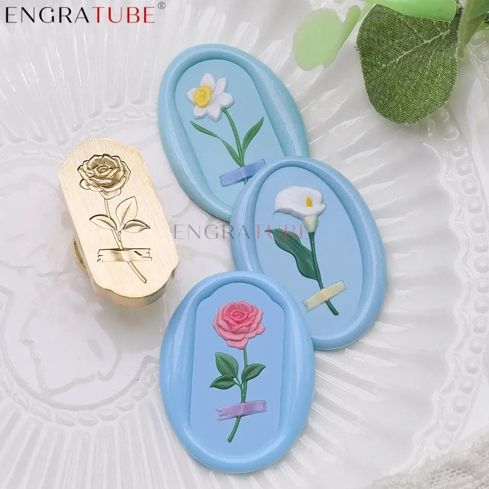 3D Relief Sealing Wax Stamp Sunflowers Hydrangea Calla Lily Rose Tulip Narcissus For Wedding Envelope Invitation Gift Packaging