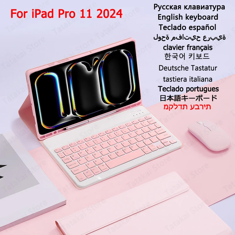 

Keyboard Case for iPad Pro 11 2024 Case with Pencil Holder for iPad Pro 11 inch 5th Generation 2024 M4 Cover Stand Funda Capa