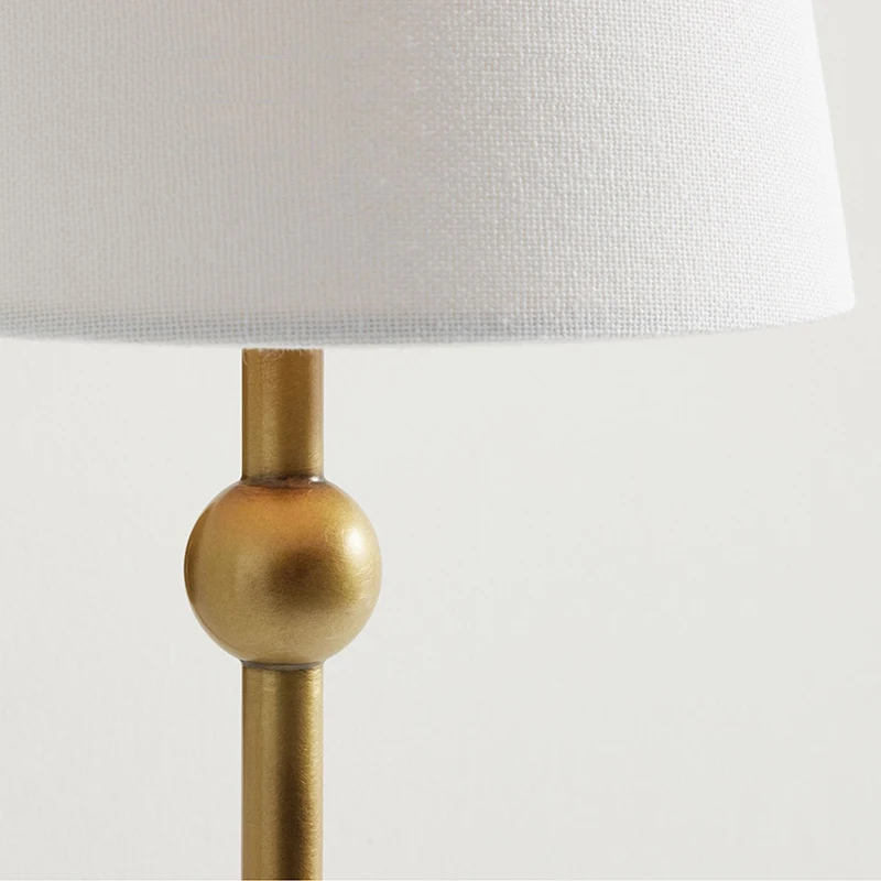 French Vintage Brass Base Wall Lamp LED E14 White Linen-cotton Wall Mounted Home Decor Living Room Bedroom Study Restaurant