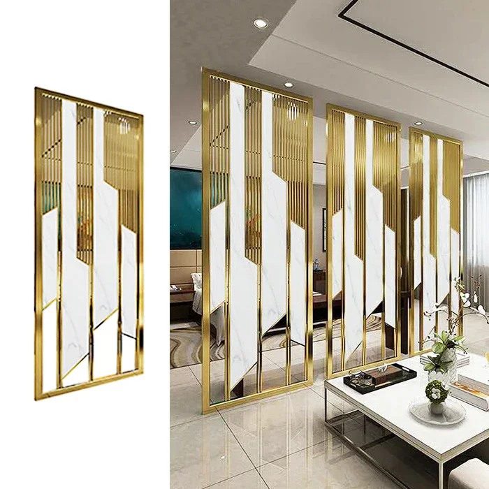 Raumteiler Hot Sale Laser Cut Screen Stainless Steel Indoor Decorative Room Dividers Partition Gold Custom Screen Biombos