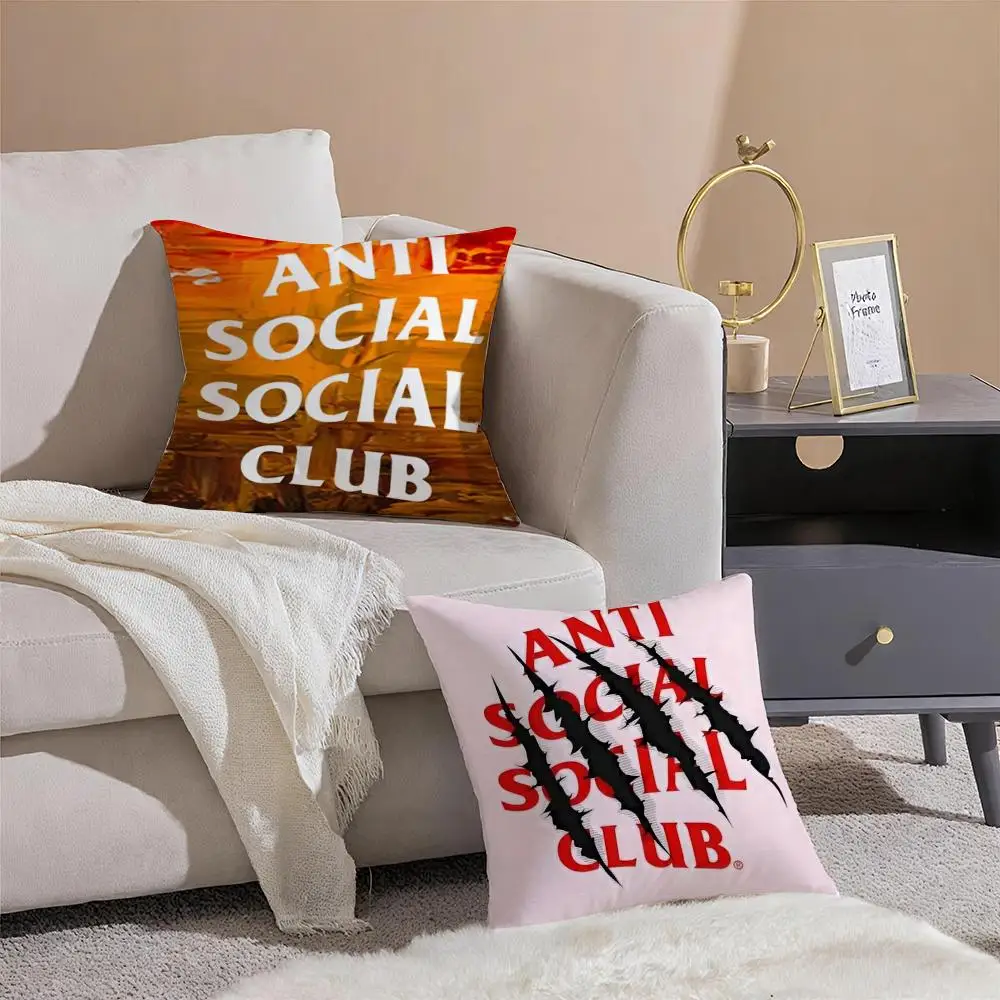 A-Anti Social Social Club Cushion Cover Linen Minimalist Soft Breathable Protective Couch Room Decoration