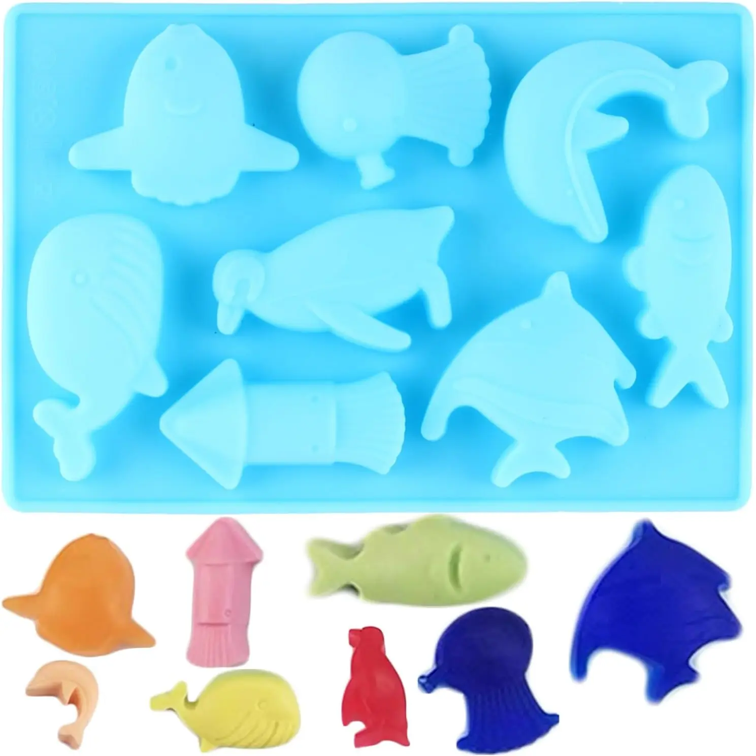 

1pcs Sea Animals Silicone Chocolate Molds Whale Fish Dolphin Penguin Squid Mold For Chocolate Candy